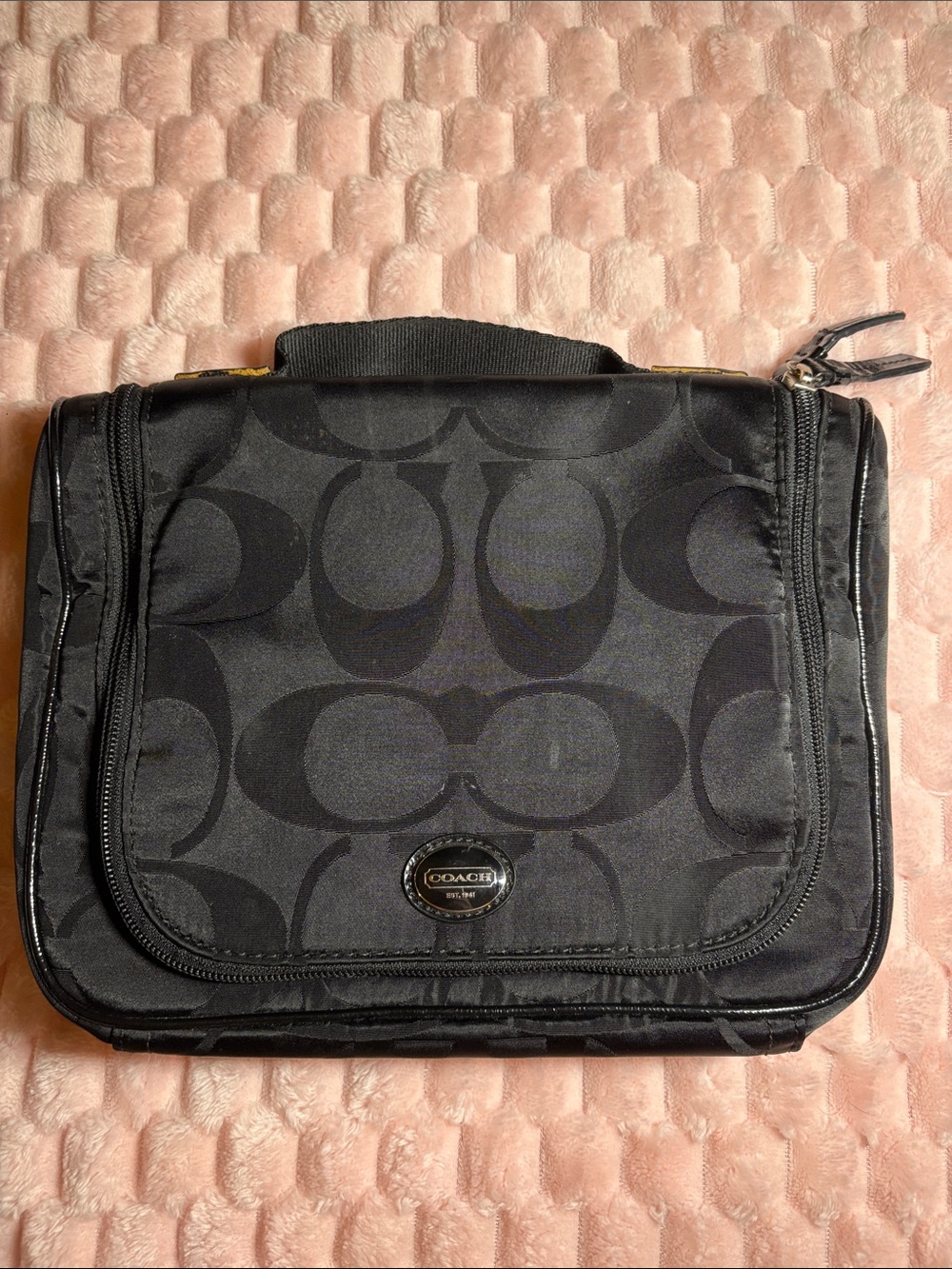 Y2K Coach Black Signature Toiletry Bag